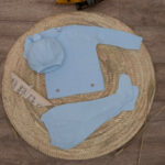 Conjunto punto de arroz celeste / piedra / blanco