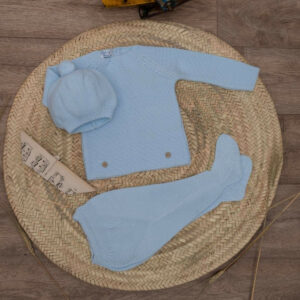 Conjunto punto de arroz celeste / piedra / blanco