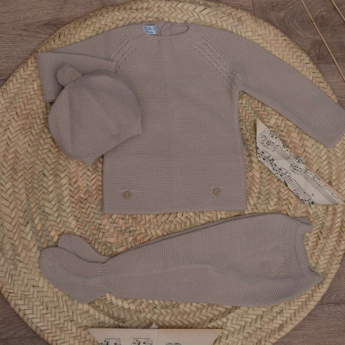 Conjunto punto de arroz celeste / piedra / blanco - Imagen 2