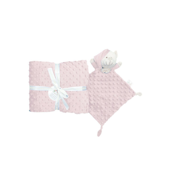 Manta con Dou Dou gris/rosa/azul/verde - Imagen 3